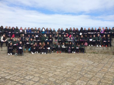 A panoramic shot of all 72 First Years in Howth