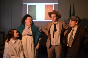 Taylor Smith, Aoife Dunne, Mandy Campbell and Nicole Kelly act out a scene from "The Plough and the Stars"