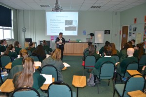 4th Year Students listening to a speaker talking about a career in Biodiversity.