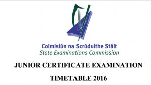 An image from the Junior Cert Timetable 2016