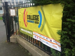 College Awareness banner on display outside our school