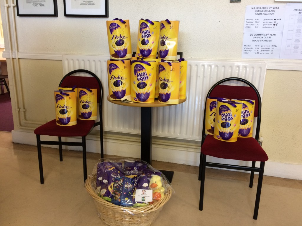 The Easter egg prizes for the students from each class.