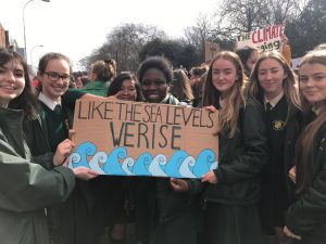 Loreto Crumlin students taking part in the Climate Strikes outside leinster House.