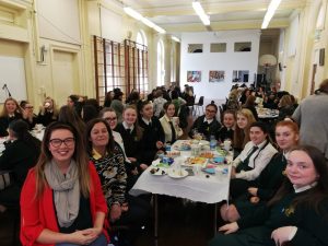 6th years and their teachers enjoying lunch together.