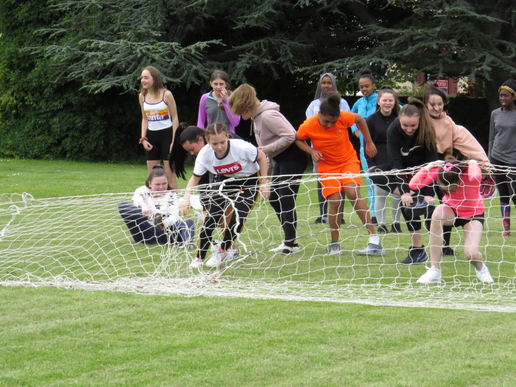 Students line up for the 3rd year obstacle course