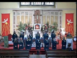 Senior Prefects on the altar at the ceremony to mark the opening of the new school year.