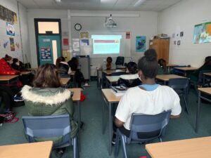 Students attending a careers talk for College Awareness Week